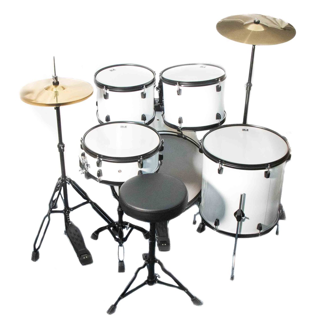 Bateria De 5 Pzas, Platillos Y Asiento Blanca