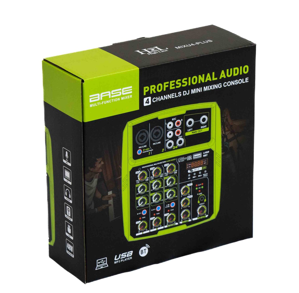 Mezcladora 4 Canales Bluetooth, PC, USB, Efectos PLUS