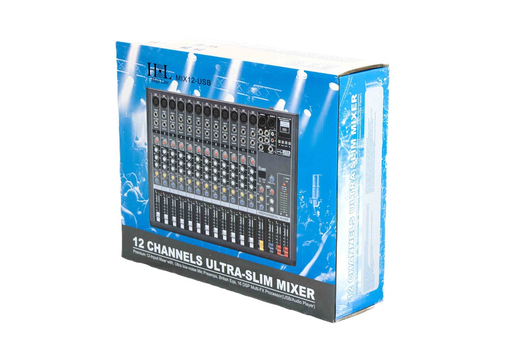 Mezcladora de 12 Canales USB/FX/Bluetooth
