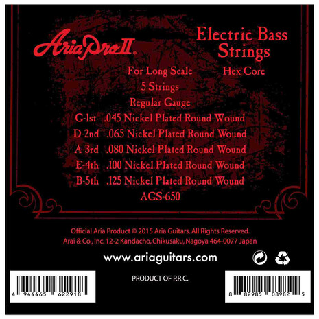 Juego De Cuerdas Bajo Electrica Aria AGS-650