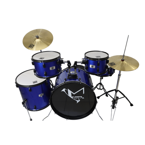 Bateria Lm Drums 5 Pzas, Platillos Y Asiento Azul