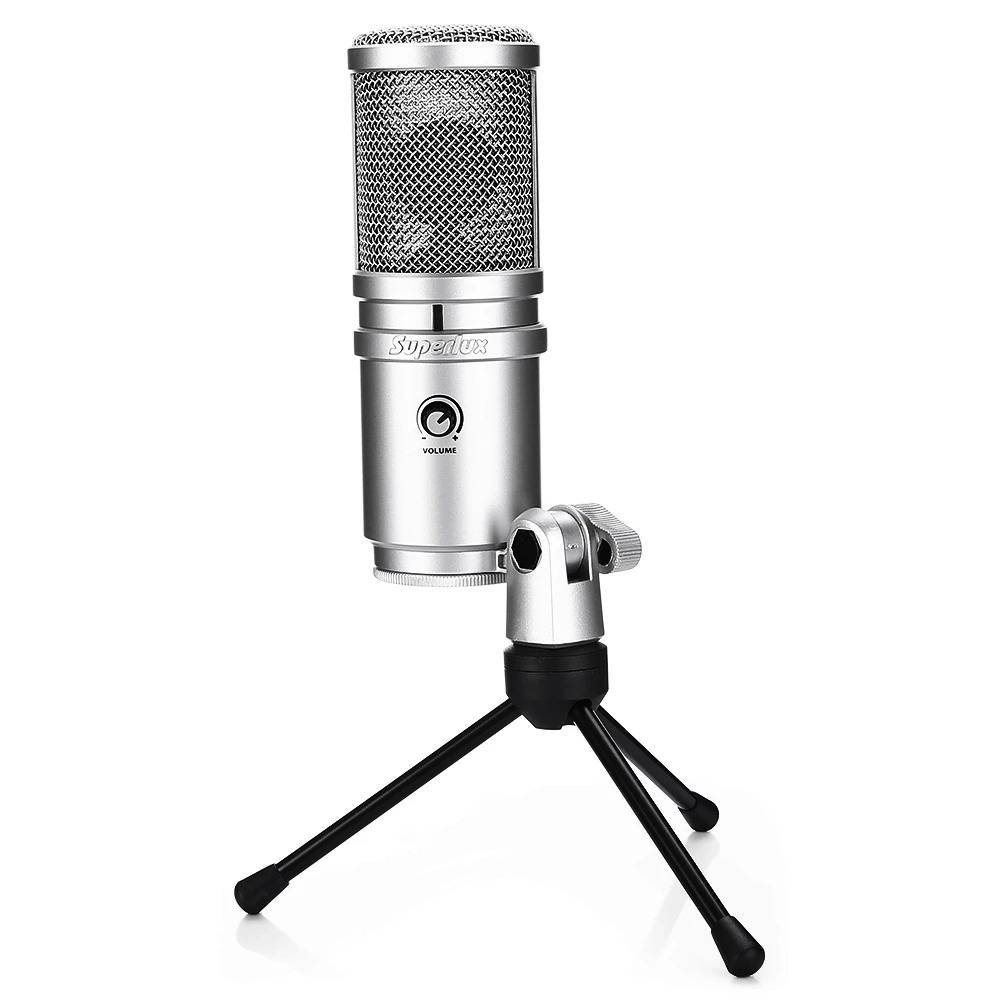 Microfono Para Estudio Condensador USB Plata C/Volumen  E205U