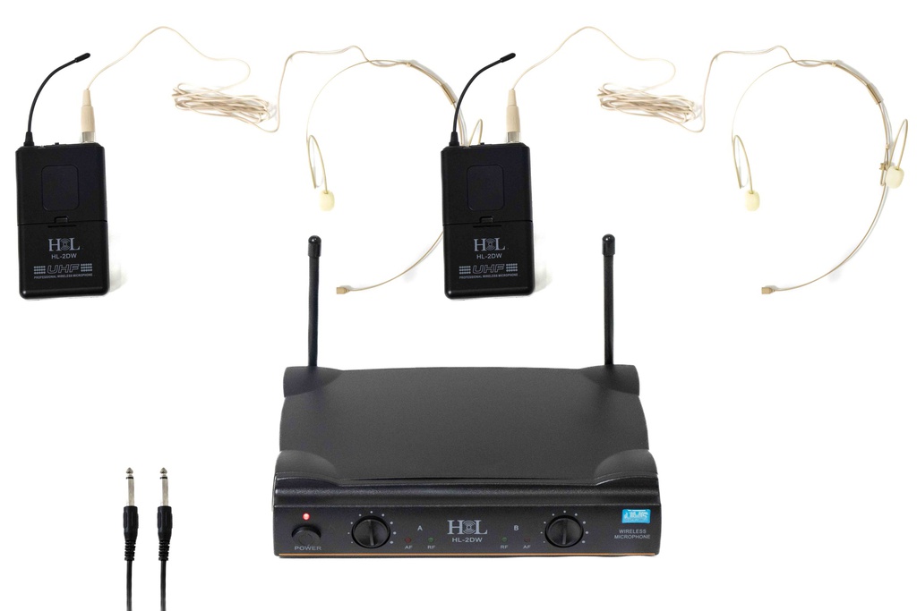 Microfonos De Diadema Doble UHF Color Piel HL-2DW