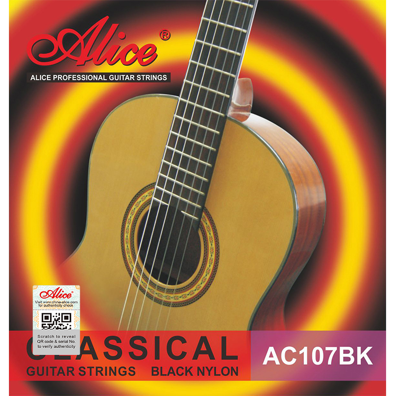 Juego de Cuerdas Para Guitarra Acustica Nylon AC105BK-H Alice