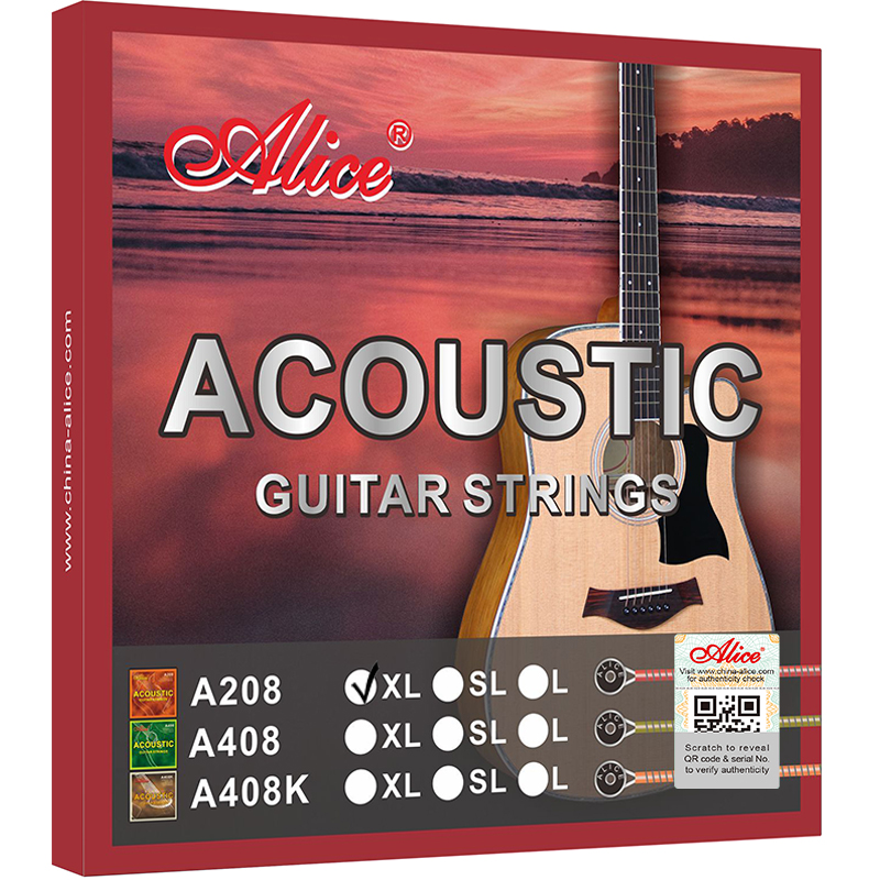 Juego De Cuerdas Para Guitarra Acústica Dorado C/Borla Alice-- A408-SL
