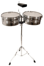 [TM2-1] Timbales De 13" Y 14" Con Cencerro, baquetas Y Stand LM DRUMS