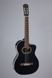 [GC6CE BLK] Guitarra Classical with cutaway, solid spruce top, black walnut back and sides, oval soundhole, black gloss finish, and gold hardware, TP-4T electronics